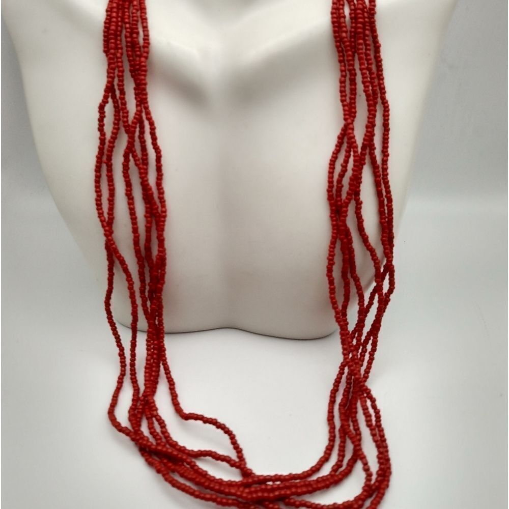 Red Seed beaded African‎ tribal necklace